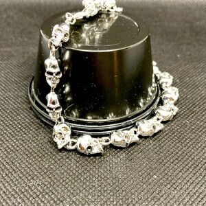Silver skull bracelet and anklet